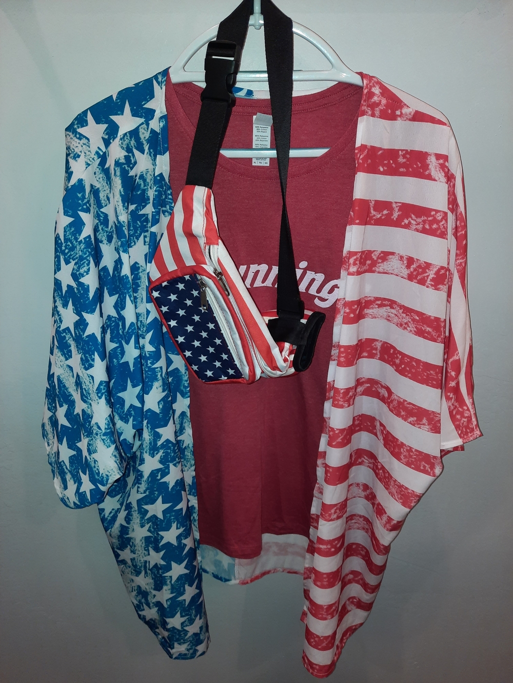 Red, White & Blue Stars & Stripes Kimono Size 2X, Crossbody Bag, XL T-shirt Lot